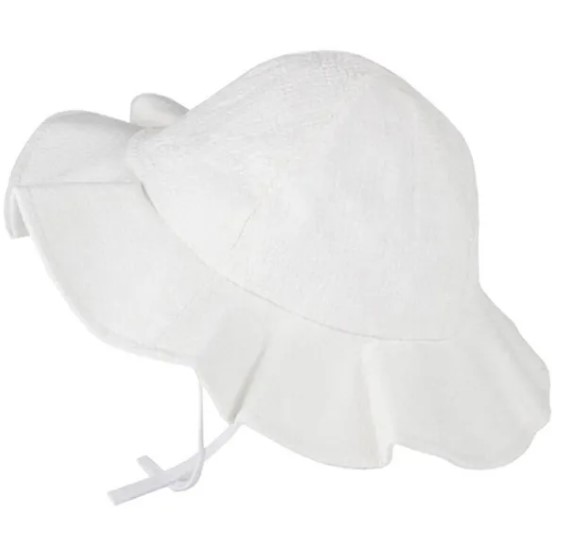 White Frilly Bucket Hat